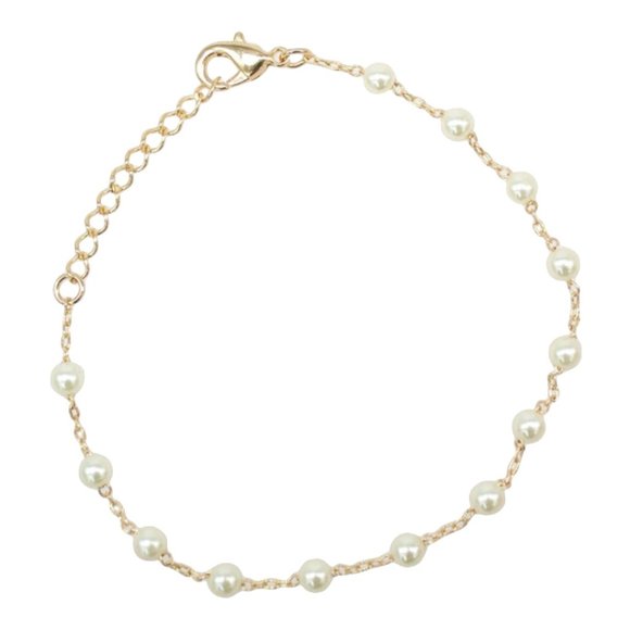 18K GOLD FILLED PEARL BRACELET 4mm - Picture 2 of 2